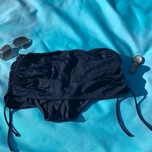 🆕 New J Crew size medium navy swimsuit bottom ruched skirt fold over